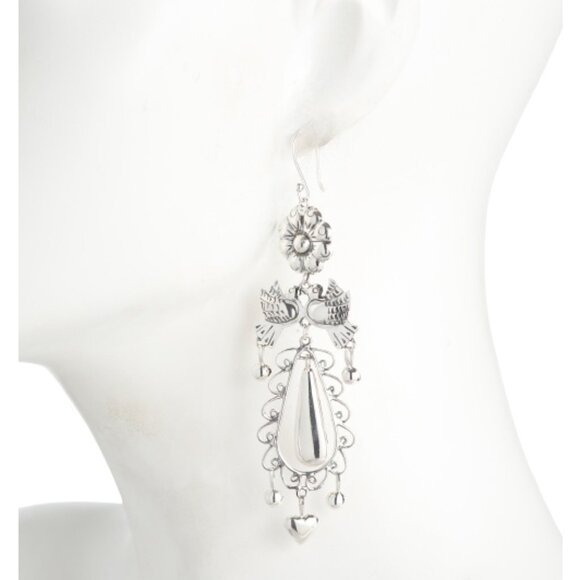 SEED & SAGE Made In Mexico Sterling Silver Frida Bird Earrings - Picture 3 of 3